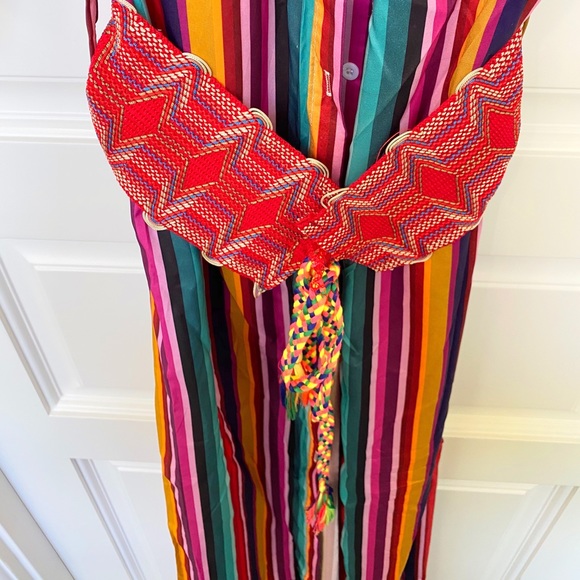 Striped Shirt Dress: Optional Belt Sz:XS - Picture 2 of 4